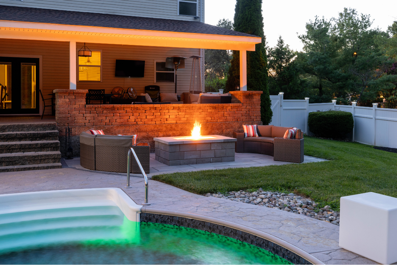 Stone Fire Pit Evening