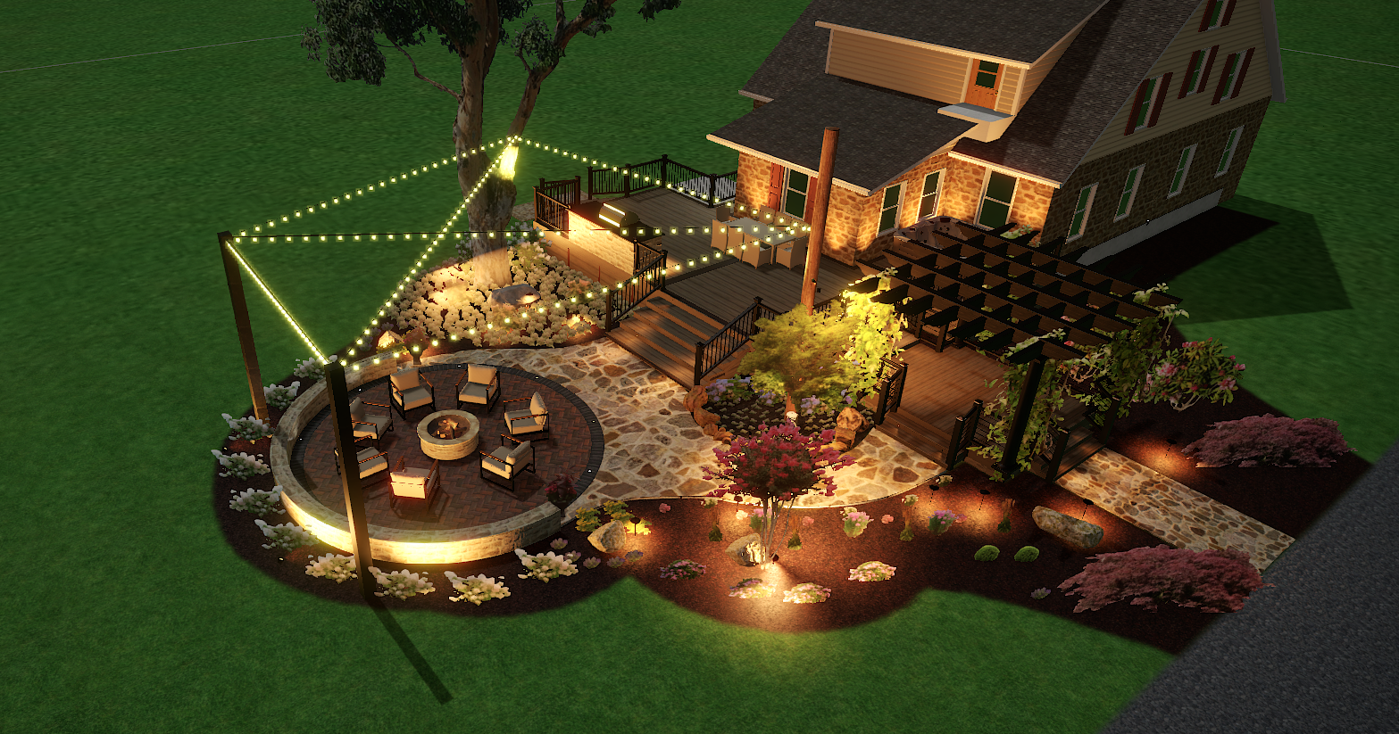 Landscape design with lighting