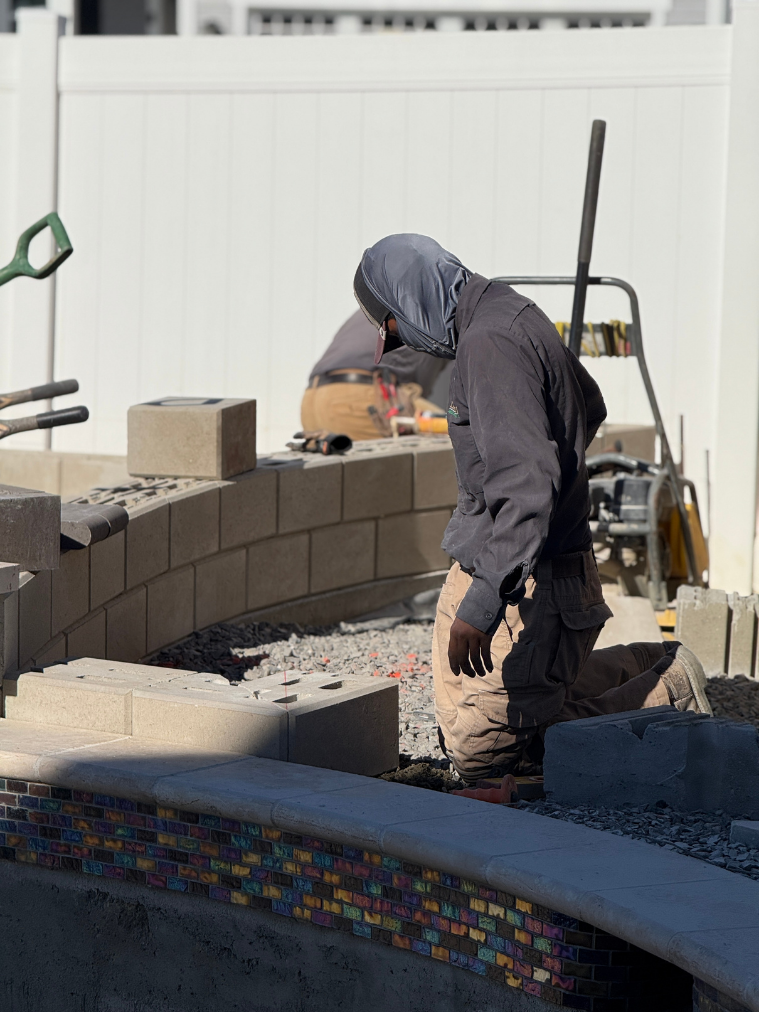 Laying concrete blocks